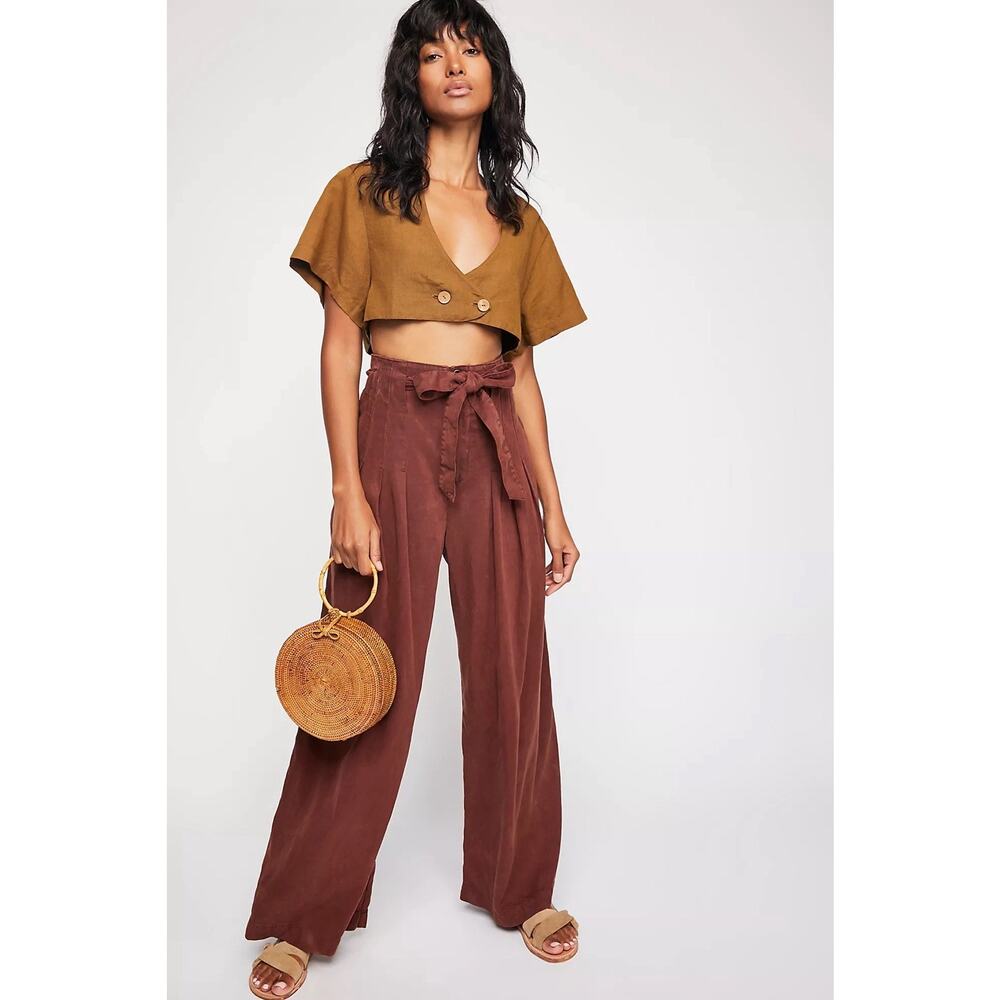 Free People Dwell On Dreams Maroon Flare‎ Pant Size 4